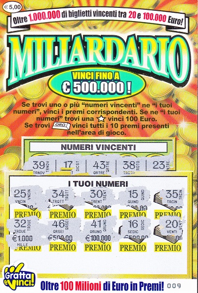 Miliardario (009) 1021- Nu. Catalogo 5-29