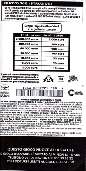 nuovo 50X (21-029) 1363- Nu. Catalogo 10€-57 Raro