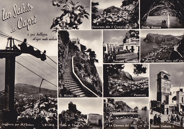 Capri (ca24-02) Saluti - Viaggiata 1958