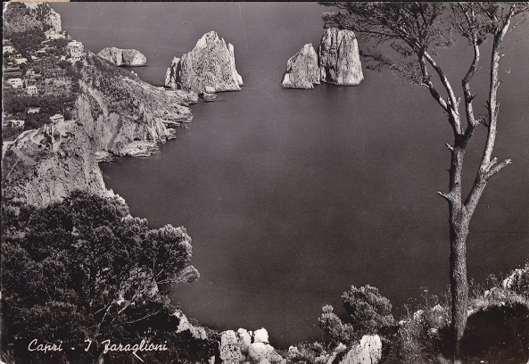 Capri (ca24-44) Faraglioni - Viaggiata 1961
