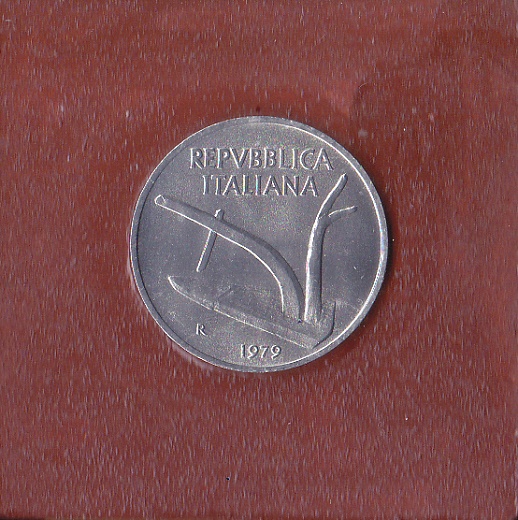 Anno 1979 lire 10 cm 5x5 marrone