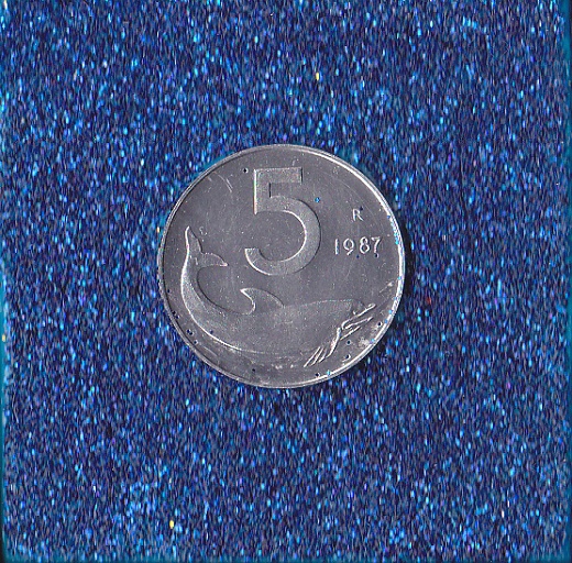 Anno 1987 lire 5 cm 5x5 blu