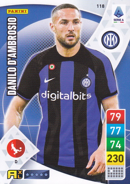 118 - Danilo D'Ambrosio - XL Adrenalyn 2022/23 calciatori Panini