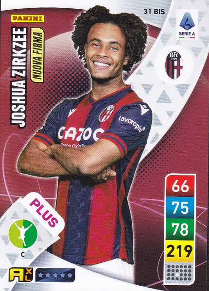 031 bis - Joshua Zirkzee - XL Adrenalyn 2022/23 calciatori Panin