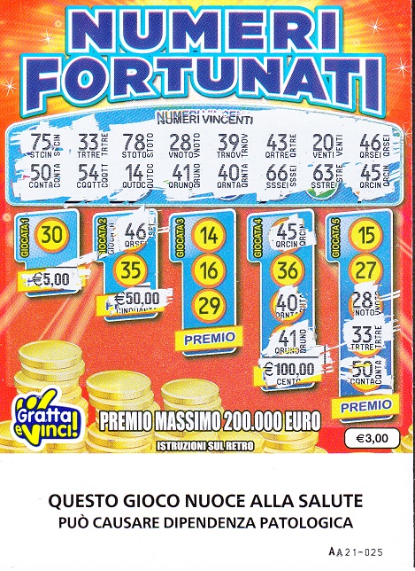 Numeri Fortunati - grattato