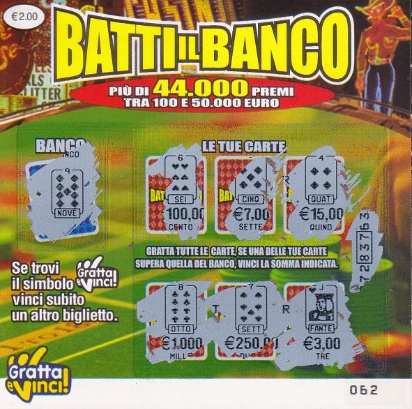 Batti il BANCO (062) 0001- Nu. Catalogo 2-1 - (cv  3,00)
