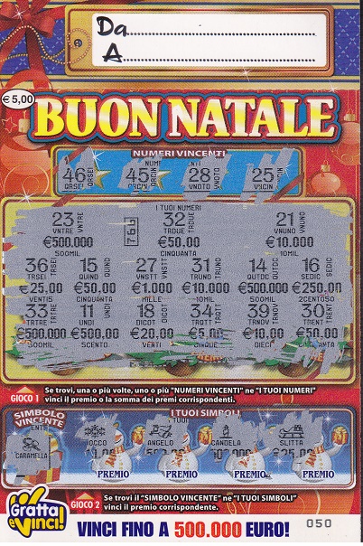 Buon Natale  (050) 1026- Nu. Catalogo 5-50