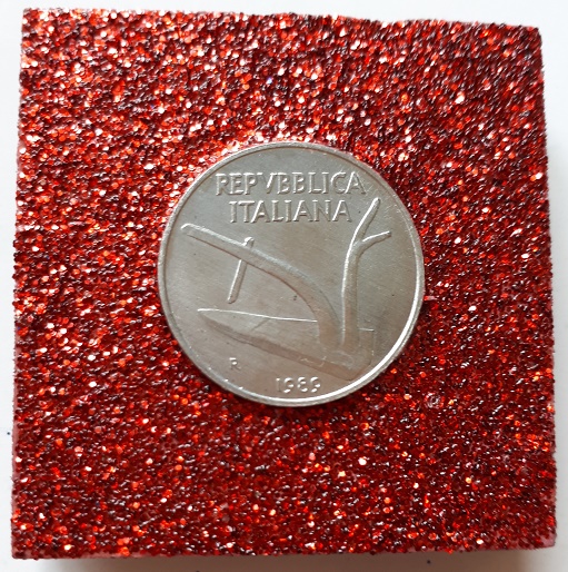 Anno 1989 lire 10 cm 5x5 rosso