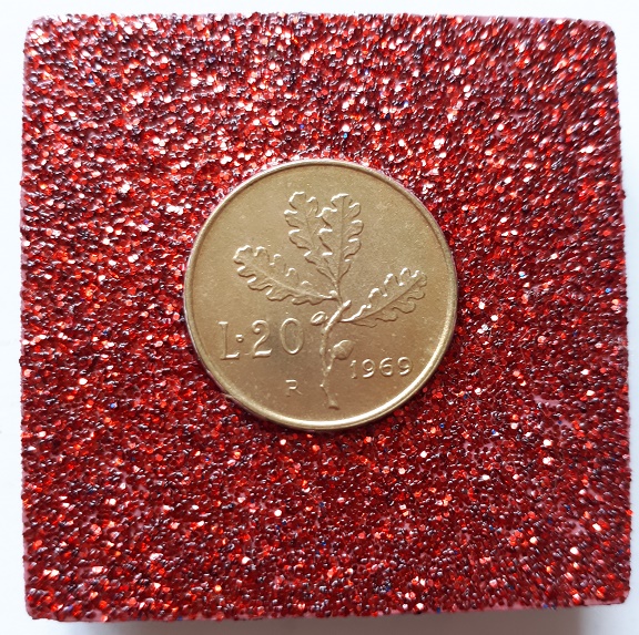 Anno 1969 lire 20 cm 5x5 rosso