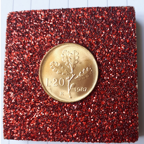 Anno 1987 lire 20 cm 5x5 rosso