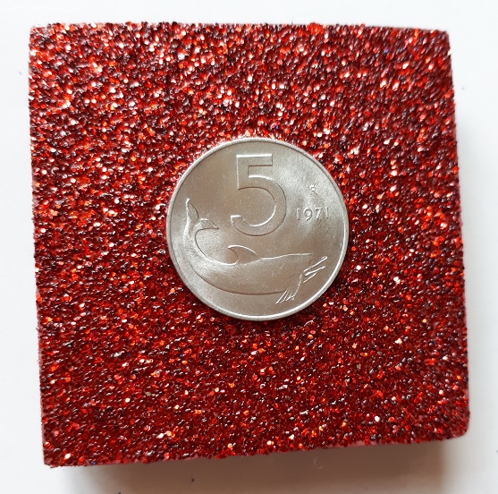 Anno 1971 lire 5 cm 5x5 rosso