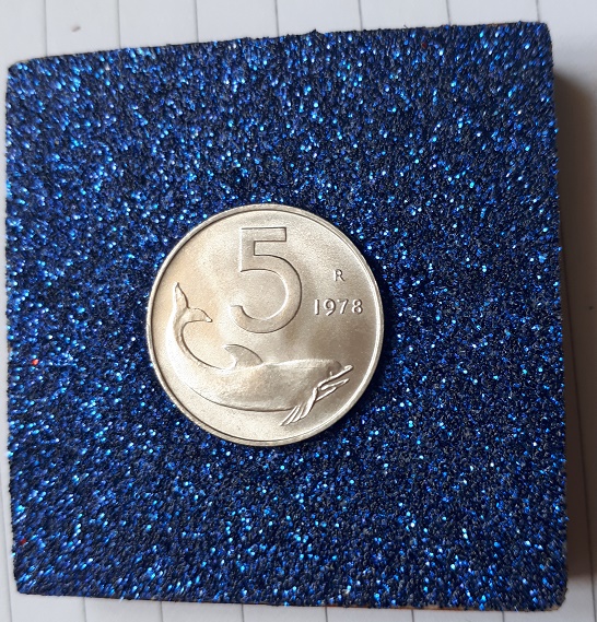 Anno 1978 lire 5 cm 5x5 blu