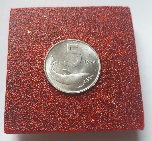 Anno 1978 lire 5 cm 5x5 rosso