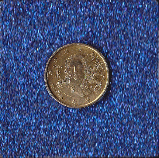 Anno 2009 cent. 10 - Italia cm 5x5 blu