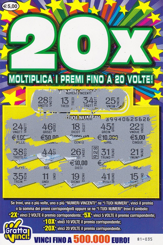 20 X moltiplica i premi
