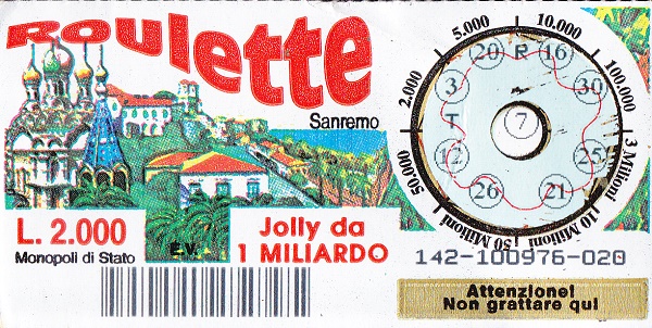 ROULETTE Sanremo (142-020) 142- Nu. Catalogo L-399