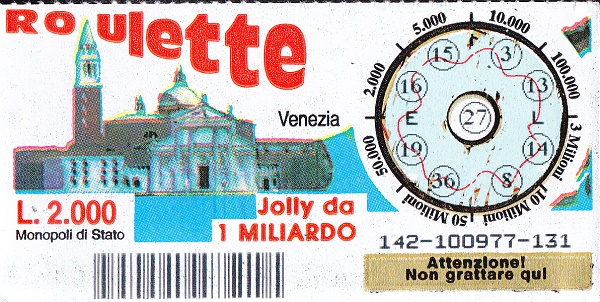 ROULETTE Venezia (142-131) 142- Nu. Catalogo L-400