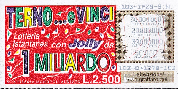 TERNO e Vinci - (103-103) 103- Nu. Catalogo L-229 - RARO